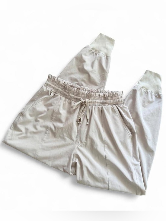 Abercrombie & Fitch Pants - Abercrombie & Fitch Cream Tan Khaki Paper-Bag Ruffled Waist Lightweight Joggers